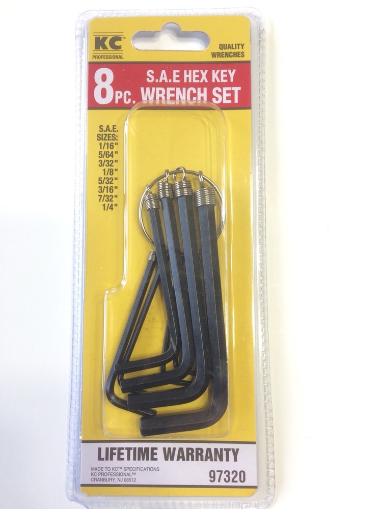 KC Pro 8pc. S.A.E. Allen Hex Wrench Set With Ring. Tool Wrenches