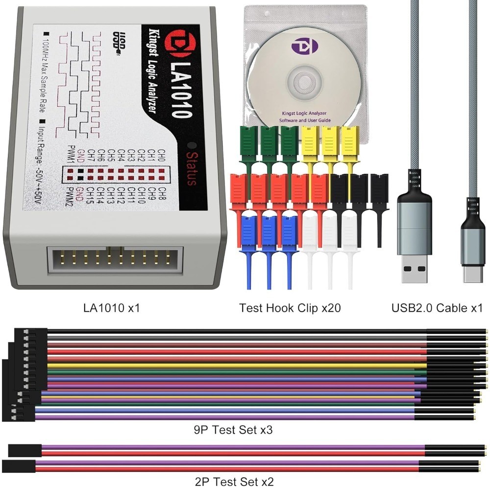 USB Logic Analyzer 100MHz 16 Channel Portable Device with PC Software for