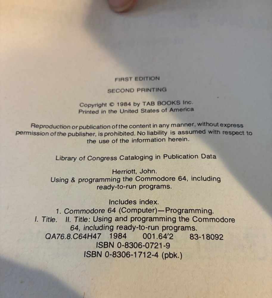 Using and Programming the Commodore 64 Book John Herriott Vintage Computer