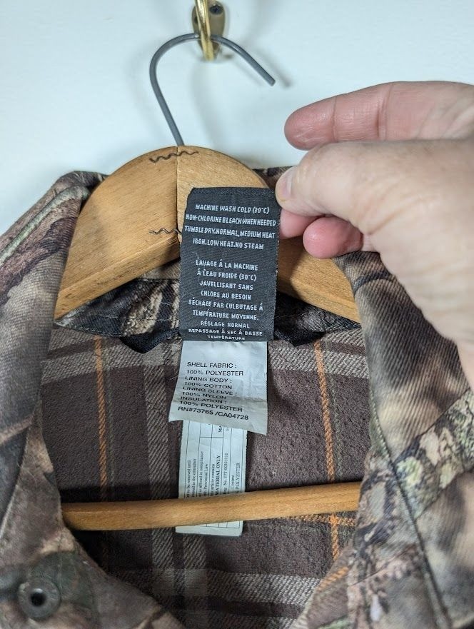 Browning Hell's Canyon Jacket Size Medium Flannel Lined Camo Mossy Oak Breakout