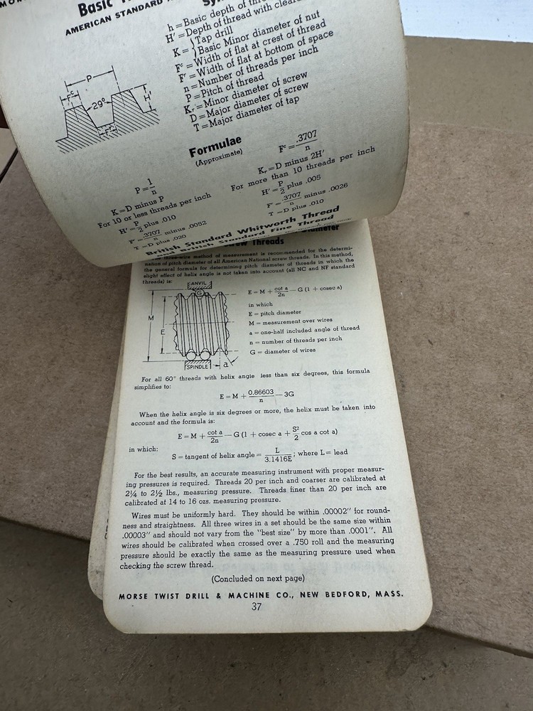 VINTAGE MORSE CUTTING TOOLS MACHINIST'S PRACTICAL GUIDE Twist Drill Machine Co