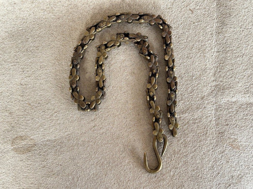 OLD VINTAGE HAND MADE SOLID BRASS CHAIN LAMP HANGING CEILING HANGING CHAIN B2