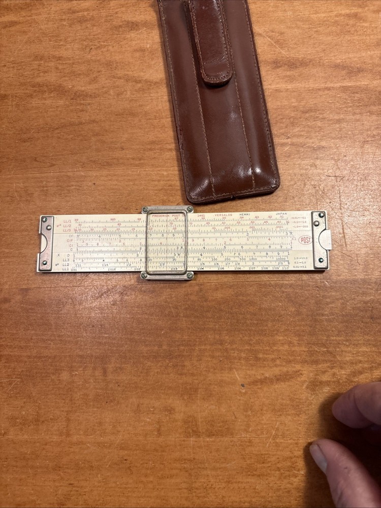 FREDERICK POST 1461 POCKET Versalog Slide Rule Leather case Vintage