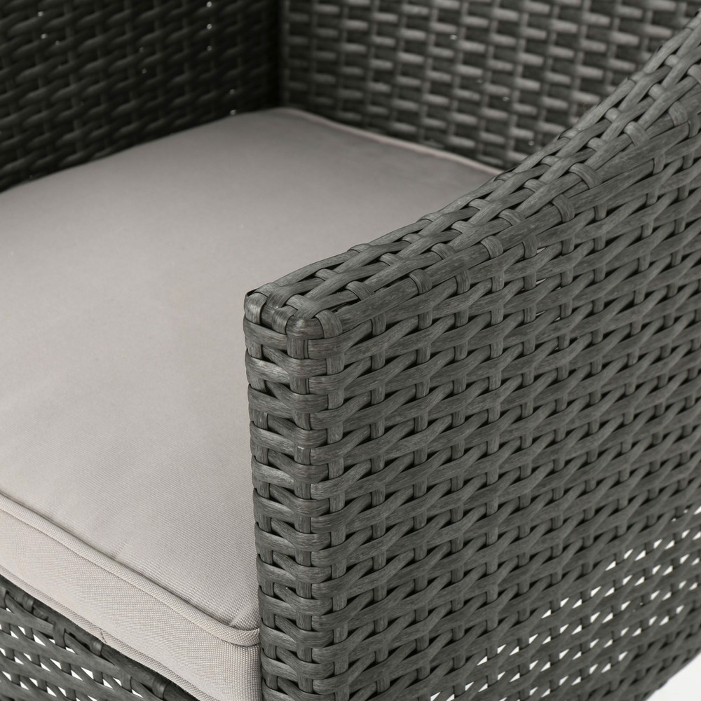 Outdoor Wicker 3 Piece Chat Set, Gray and Silver