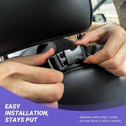 Car Trash Can – Premium Adjustable Strap & Bottom Hook Design with Convenient