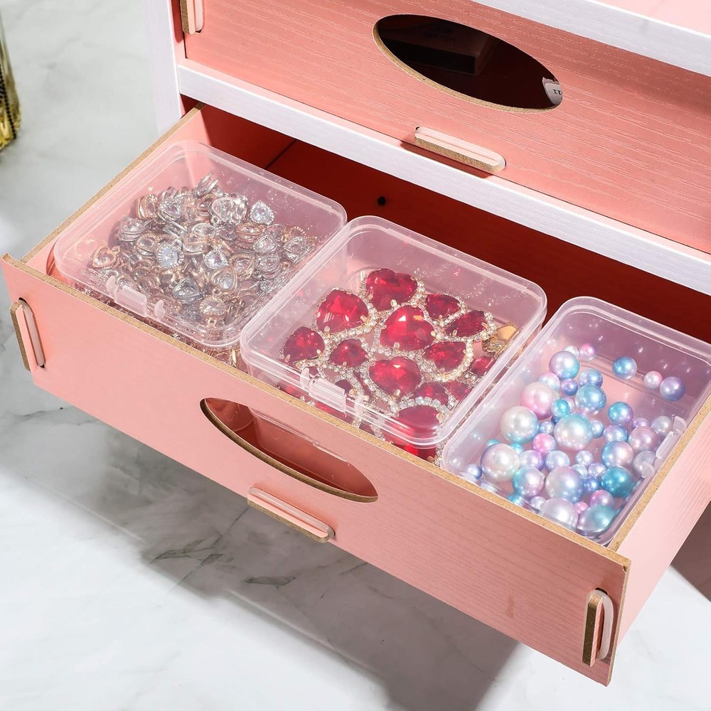 6 Pieces Mini Plastic Clear Beads Storage Containers Box