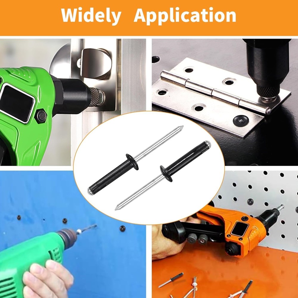 3/16" x 5/8" Tri-Fold Rivets Assortment - 60Pcs,Black Tri-fold Exploding Pop.