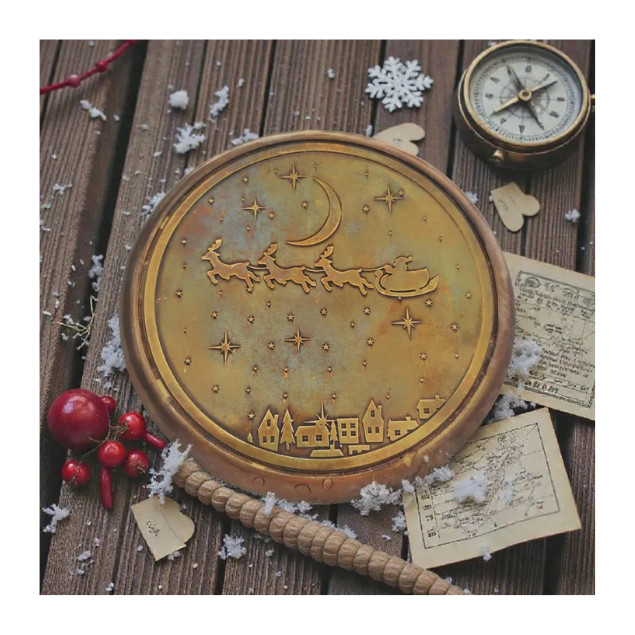 Santa Engraved Brass Compass | Personalized Christmas Gift