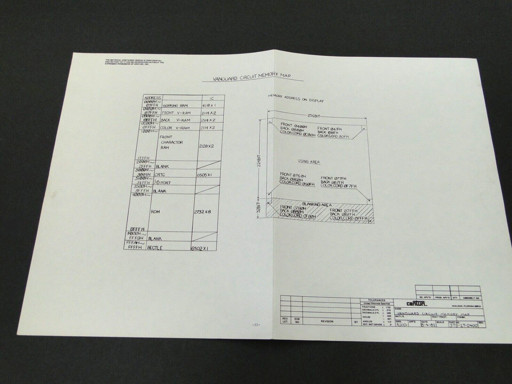 Vintage 1981 Vanguard Arcade Service Manual (Please Read Description)