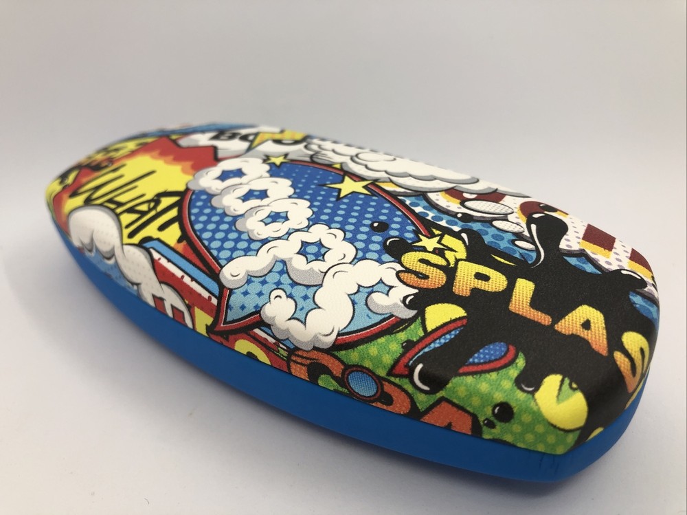 NEW Comic Multicolored Hard Metal Clamshell Eyeglasses Case - Just Fun