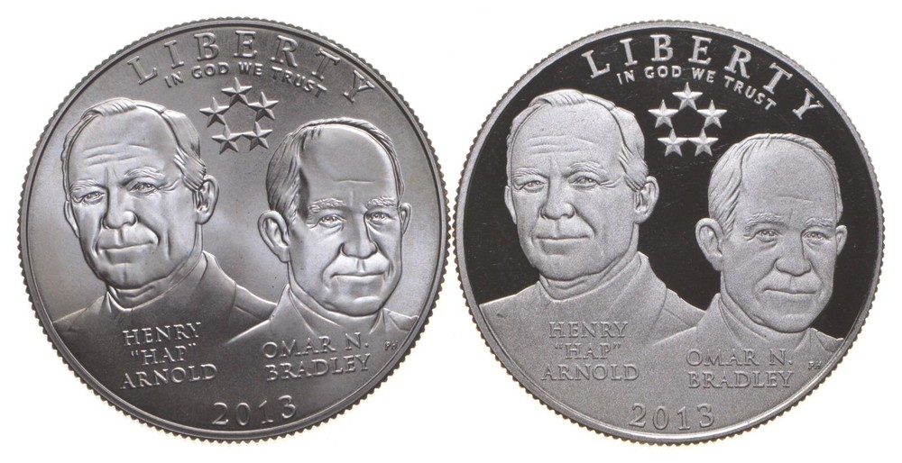 2013 Proof & Unc 5 Star Generals Commemorative Half Dollar Set