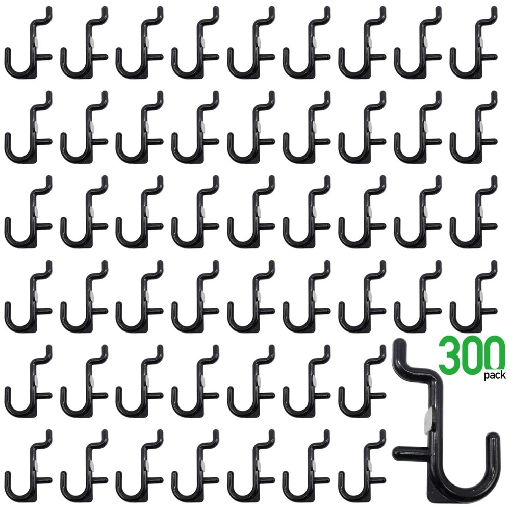 300-Piece Black Pegboard J Hook Kit