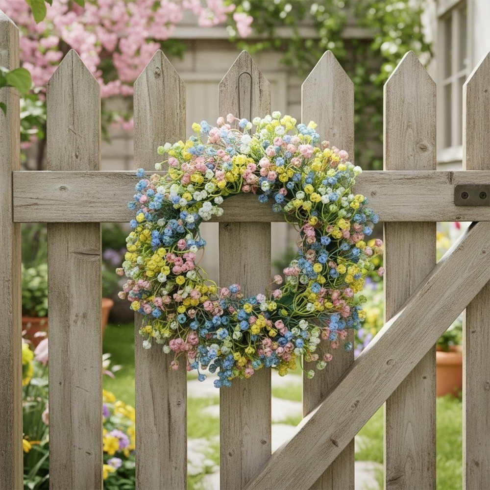 Artificial Wreath for Easter Spring Decor with Plastic Eucalyptus Leaves