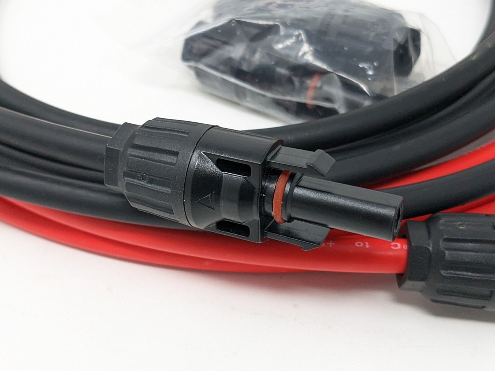 Solar Extension Cable with Extra Free Connector(10FT Red+10FT Black)