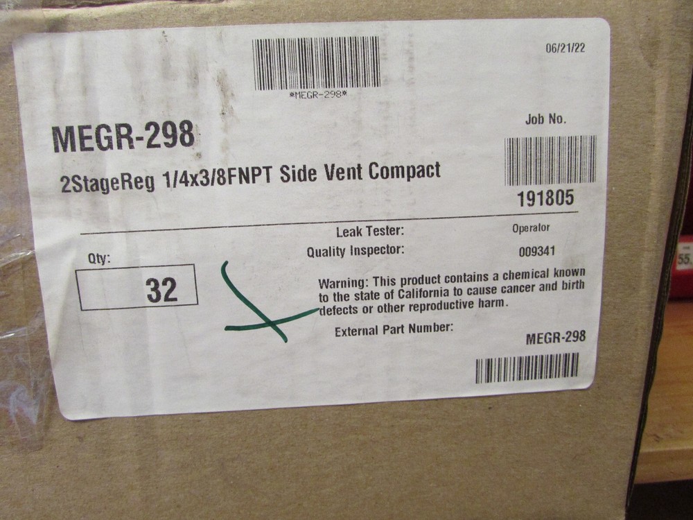 Marshall Excelsior MEGR-298 Propane Regulator 2 Stage 90 Degree Vent Pressure