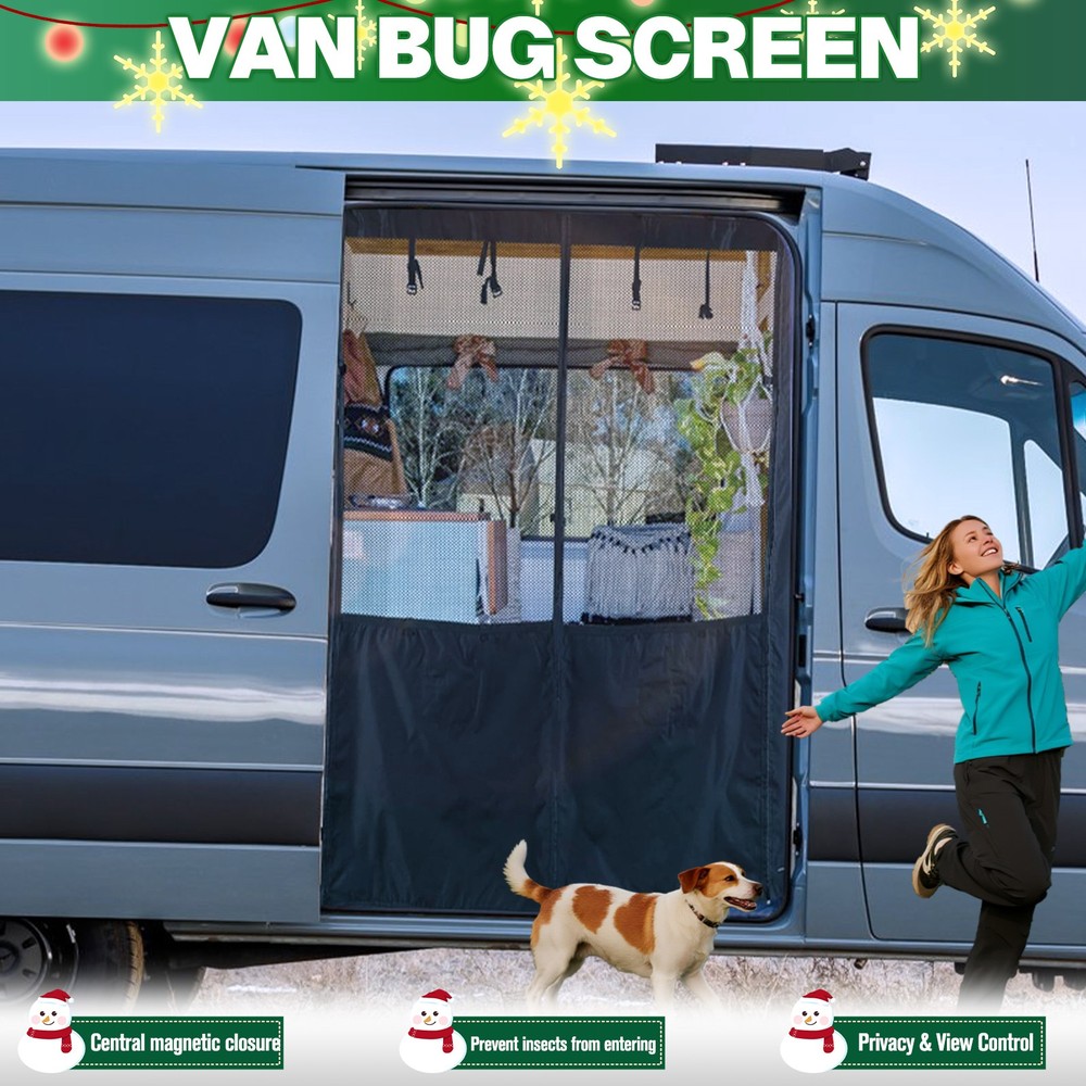 Van Bug Screen w/Privacy Panel Fit Mercedes Sprinter 2007-ON High Roof Side Door