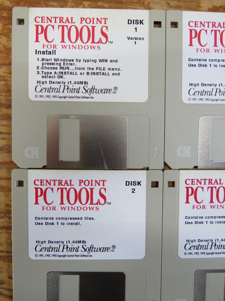 Set of 7 Vintage Central Point PC Tools v1 3.5 Floppy Disk