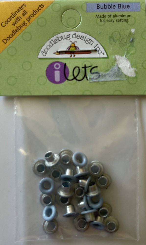 BUBBLE BLUE ROUND Aluminum EYELET (25pc)Doodlebug•Halloween •Card Making•Boy•