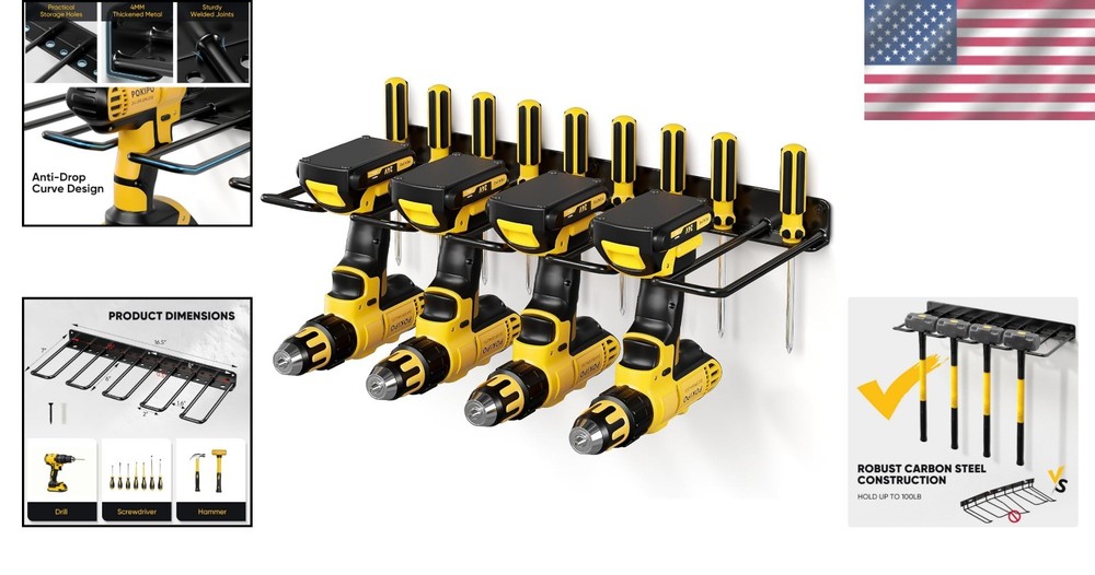 Power Tool Organizer Wall Mounted Power Tool Rack for Cordless Drill Storage