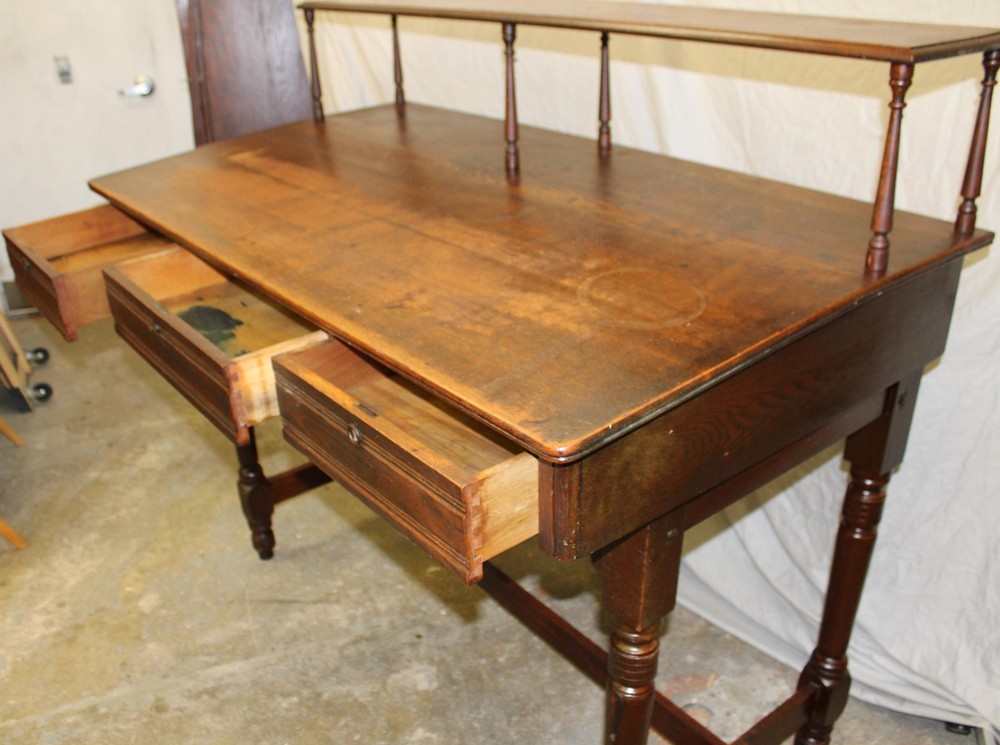 Antique Oak Standing Desk with Shelf