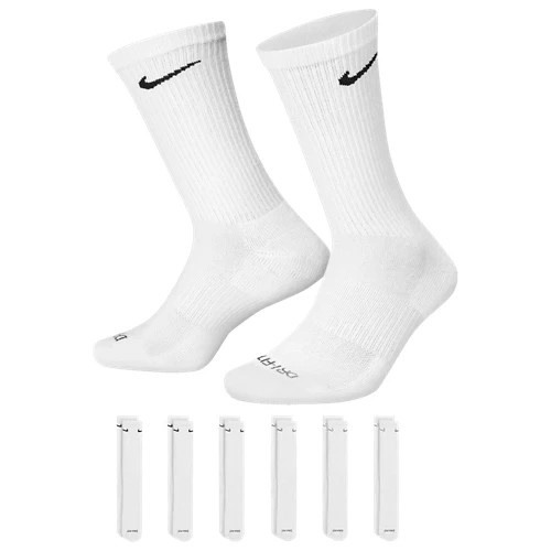NIKE Dri-FIT Everyday Training 6-Pack Crew Socks Large (8-12) White