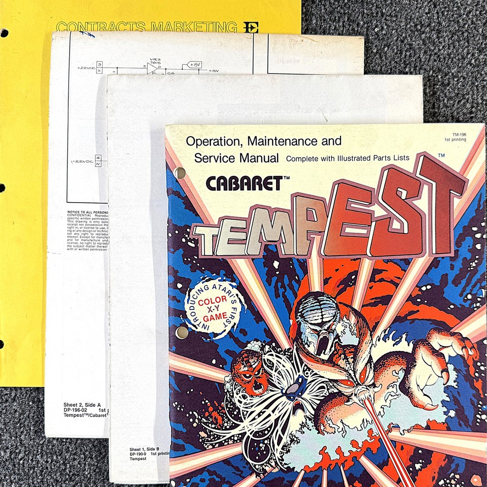 Atari Tempest CABARET Arcade Video Game Manual Schematics Packet ORIGINAL