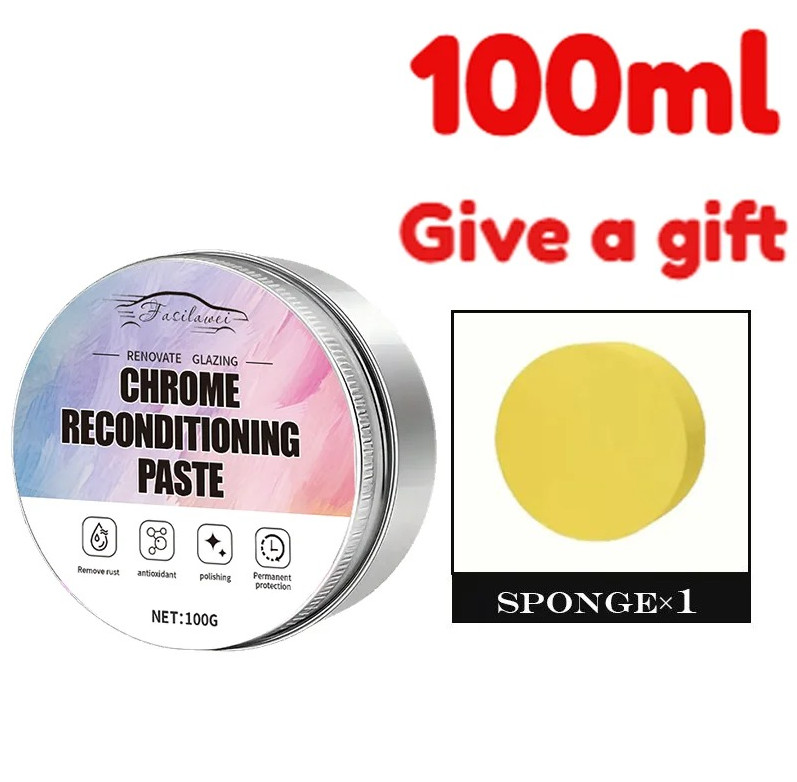 1pc Chrome Restoration Paste Oxidation Remover for Trim & Emblems with Sponge