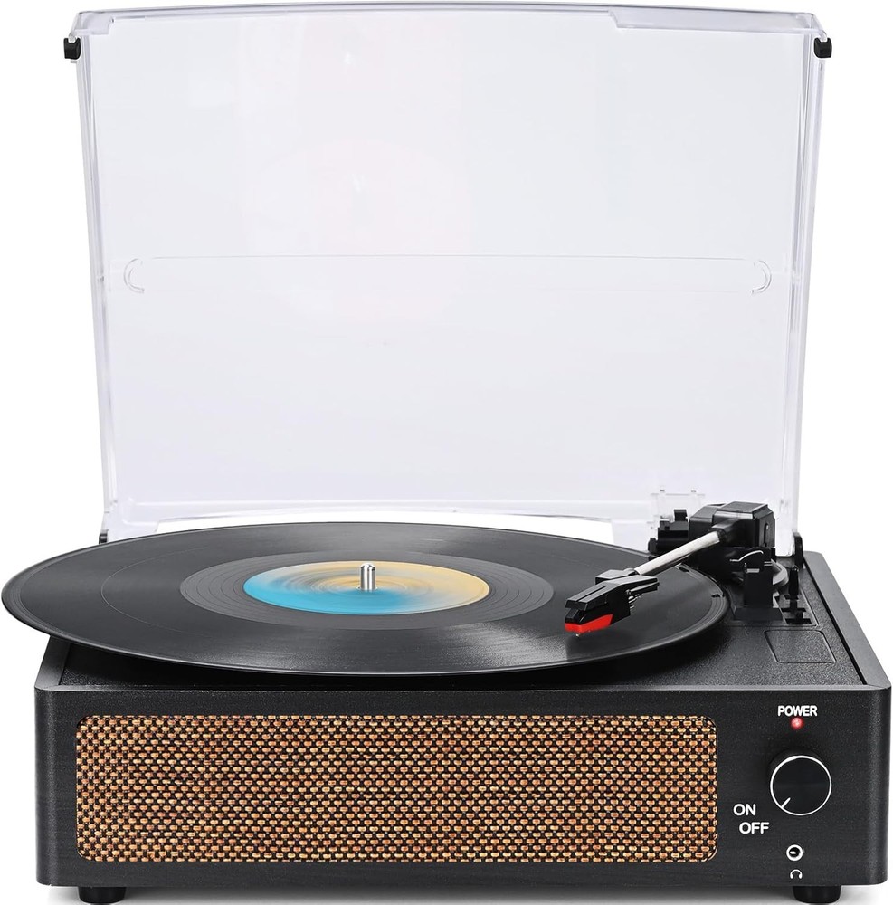 WOCKODER Record Player Bluetooth Turntable 3 Speed Built-in Speakers
