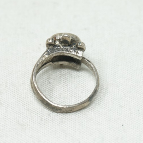 Vintage 925 Sterling Silver Turquoise Chip Turtle Ring size 5 Adjustable