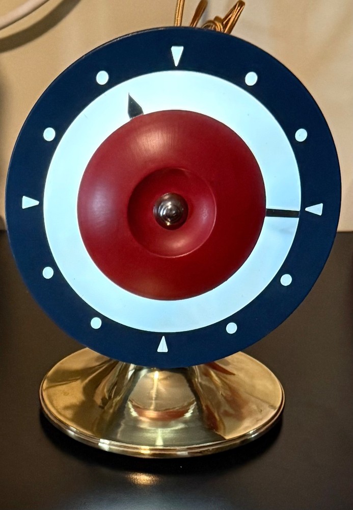 ORIGINAL VINTAGE ROYAL AIR FORCE RONDEL TARGET BACKLIT TABLE CLOCK, WORKING