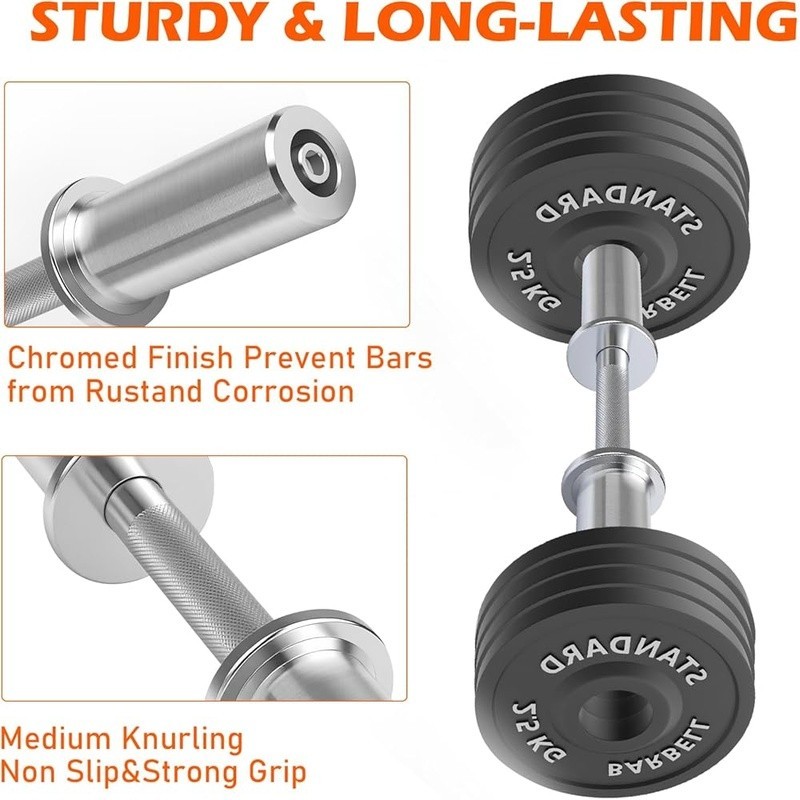 Loadable Dumbbells Adjustable 150lbs Knurled Grip Chrome Spring Collars New