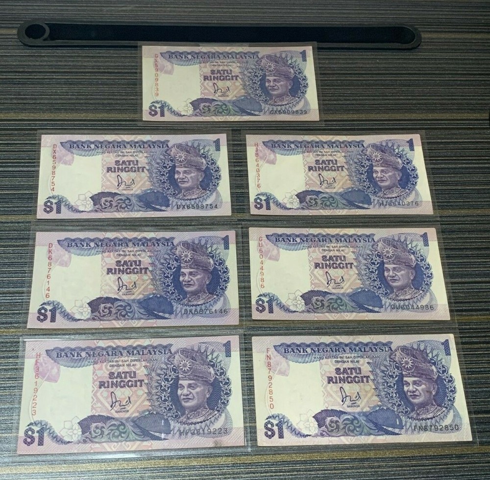 1986(ND)Malaysia 1 Ringgit "5th Series" P-27 x 7 Banknotes