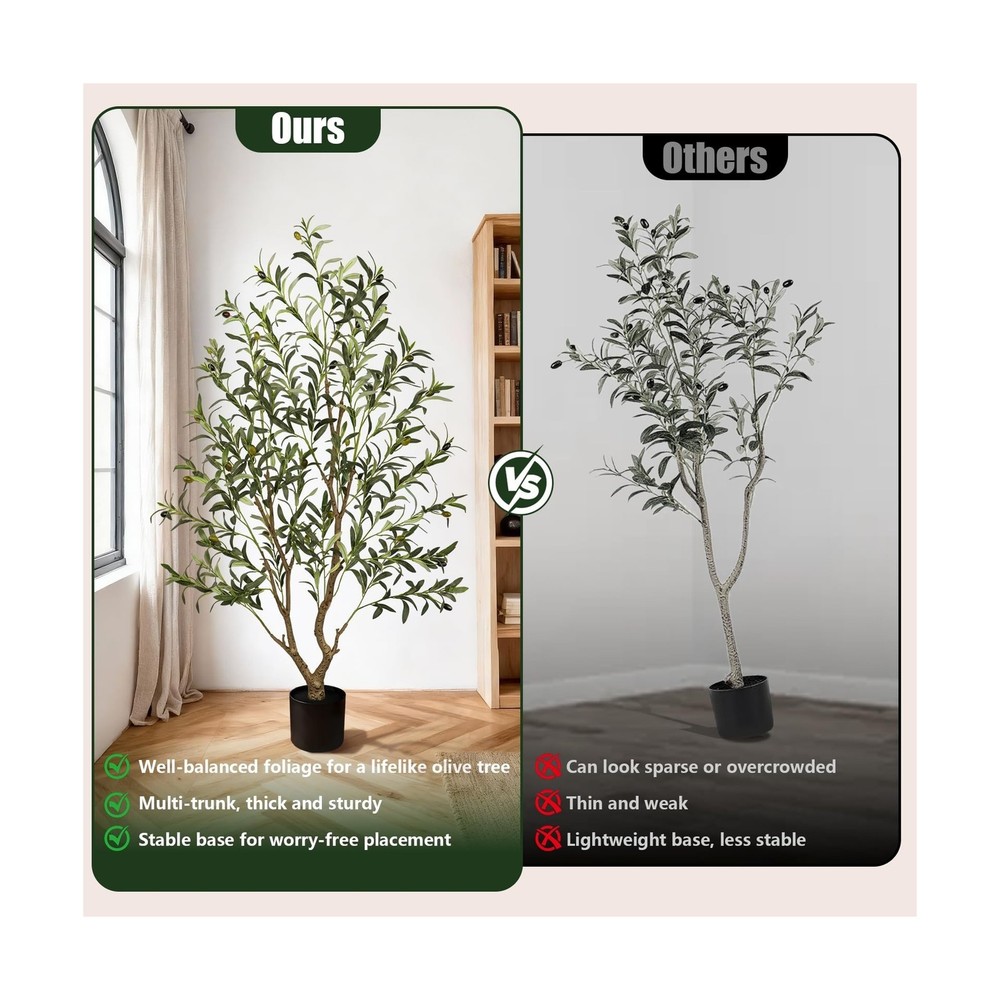 Olive Trees Artificial Indoor 5FT Tall, Faux Olive Tree with Black Basic Plan...