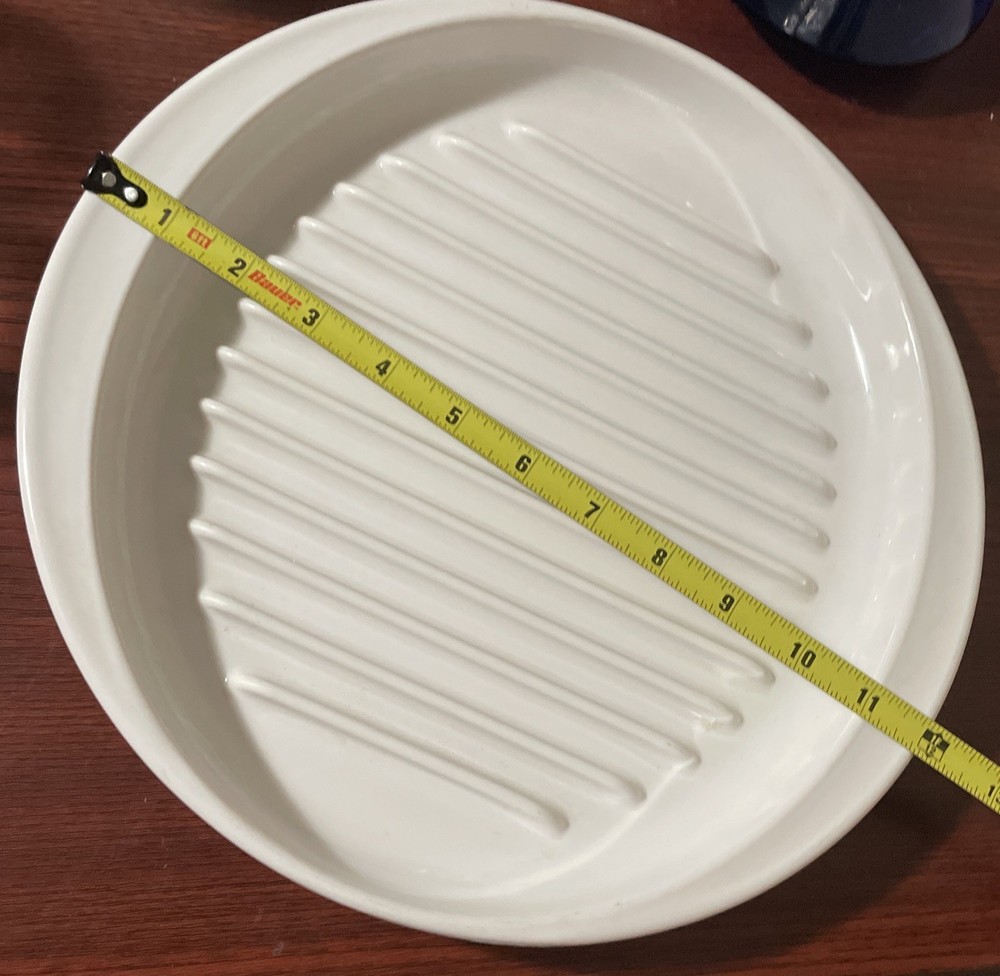 CORNING WARE Pyroceram Round White Roasting Grill Plate #4782