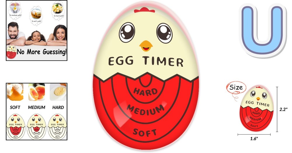 Precision Egg Timer with Color Change - Hard/Soft Boiled Eggs Made Easy, Red