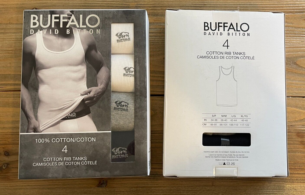 4-Pack Buffalo David Bitton Cotton Ribbed Tanks, NIB