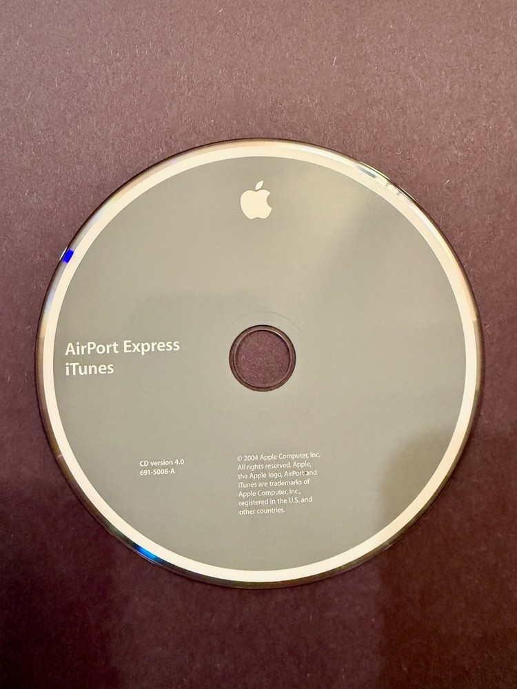 Airport Express iTunes Software CD Version 4.0 2004, Apple Macintosh Mac