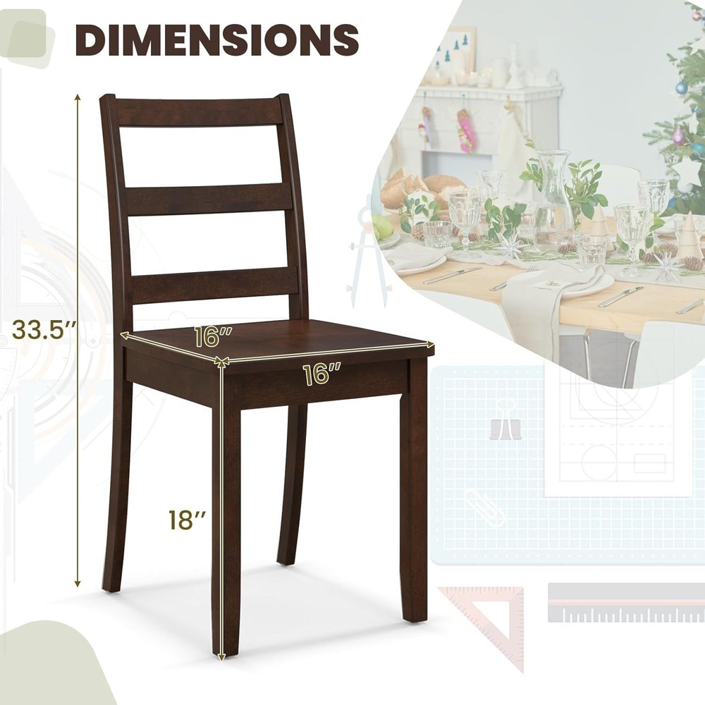 核桃木餐椅4件套无臂农舍梯背