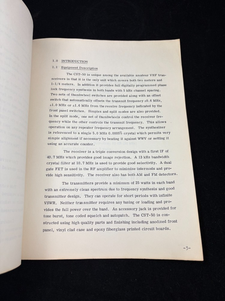 Comcraft CST-50 Two Band Transceiver Owners Manual