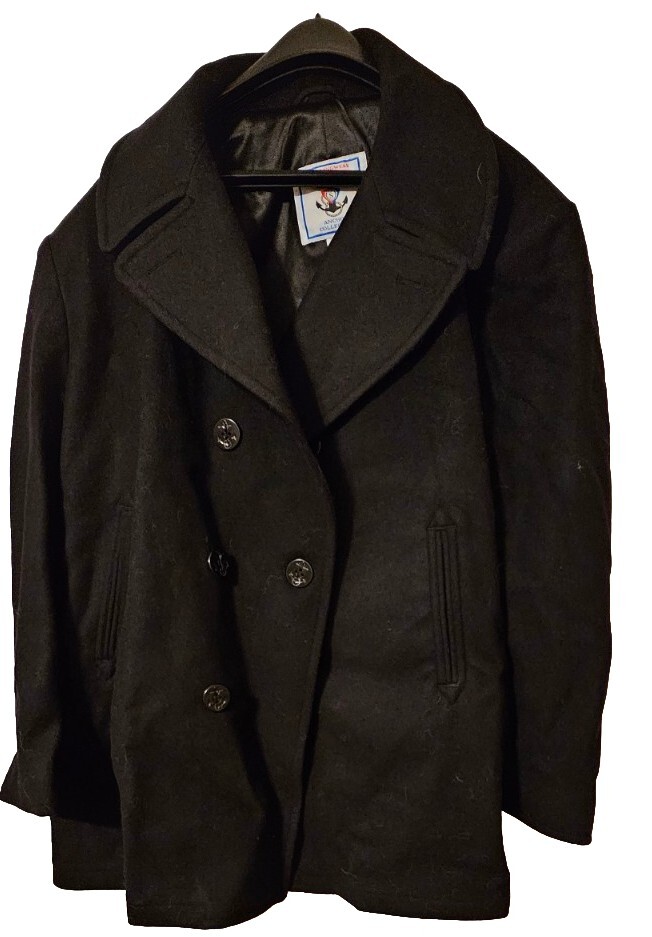 New Navy Pea Coat, Size 54S