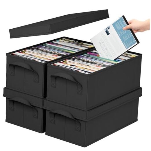 DVD Storage Box Packs, Stackable DVD Cases 15.7"L x 7.9"W x 5.7"H for DVD 4