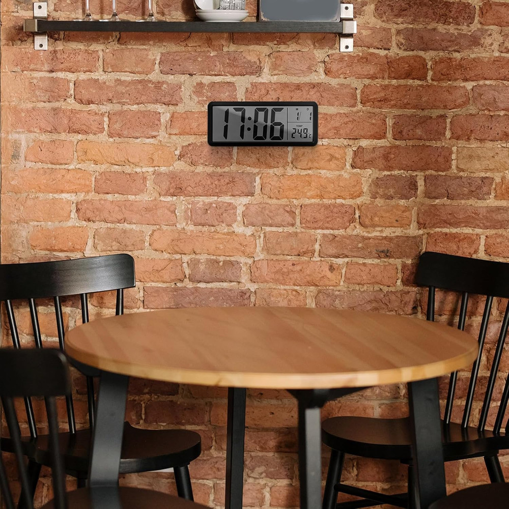 Digital Wall Clock: Wall-Mounted Led Display Clock with Date Temperature for Liv