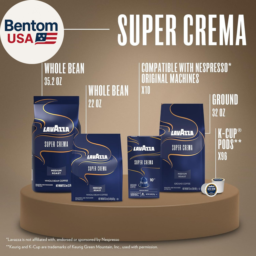 Super Crema Whole Bean Coffee, Medium Espresso Roast, Arabica and Robusta Blend,