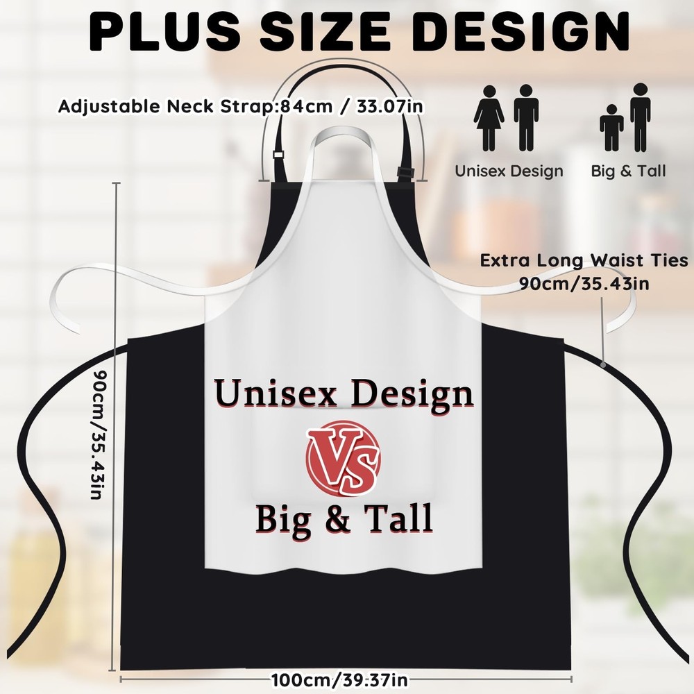 4 Pack Plus Size Chef Aprons, Large Kitchen Apron with 2 Pockets, Adjustable ...