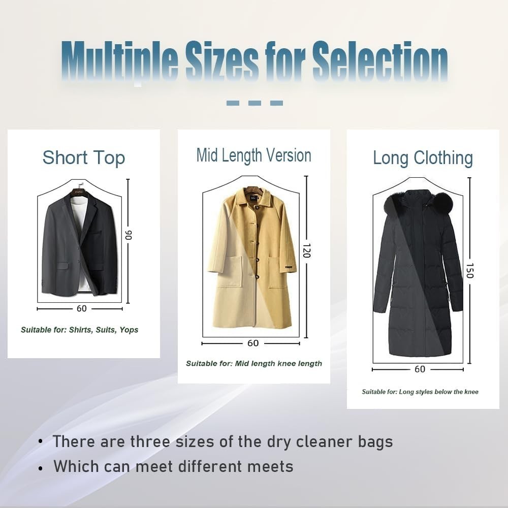20 Pack, 90 x 60cm, Transparent, Polyester, Zipper Closure, Suitable for Hanging