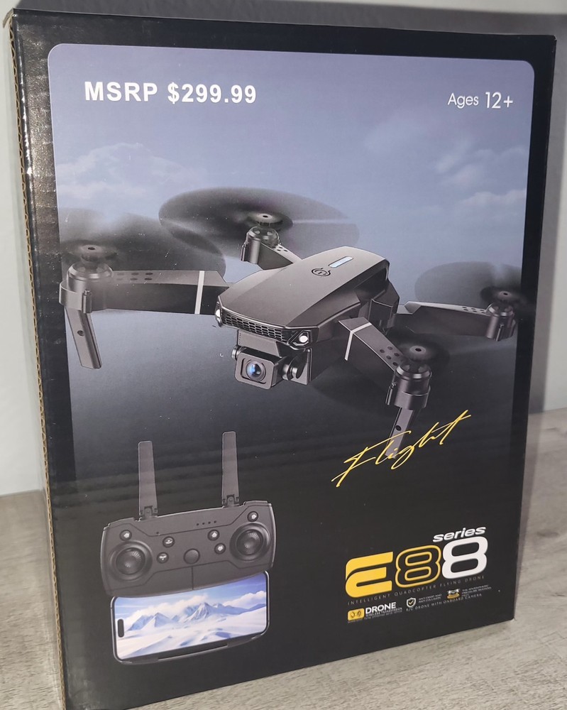 Series E88 Gray Flight Drone Foldable Dual Camera Photo & Video LED Light NEW