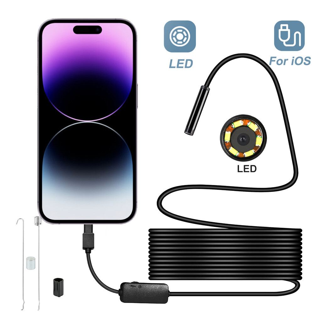 1/2/3/5M Endoscope Android iPhone Type-C Borescope Waterproof Inspection Camera