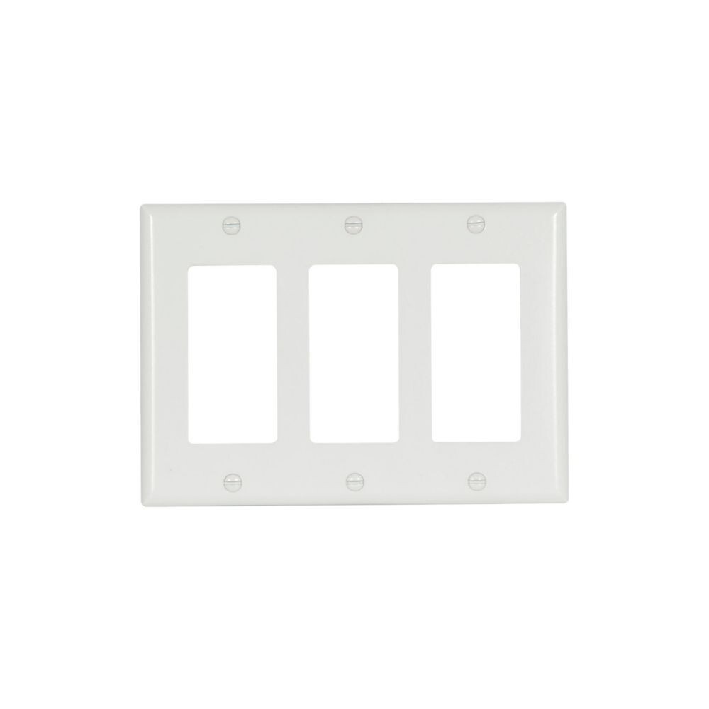Decorator 3-Gang Switch Wall Plate Cover White (2 Pack)