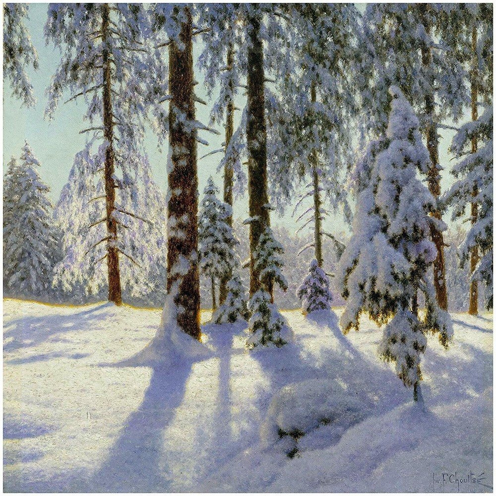 Winter Forest Spruce by I. Choultse Tile Mural Kitchen Backsplash Marble Ceramic