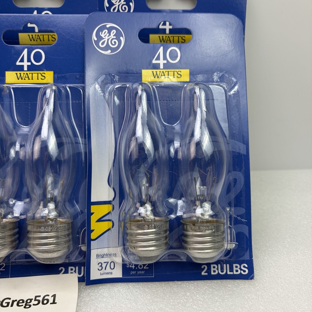12 GE Light Bulbs 40Watts Bent Tip Crystal Clear Medium Base Decorative, 6-pk